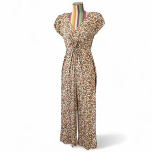 Vintage EXPO 90s Floral Jumpsuit Floret Rosette Detail